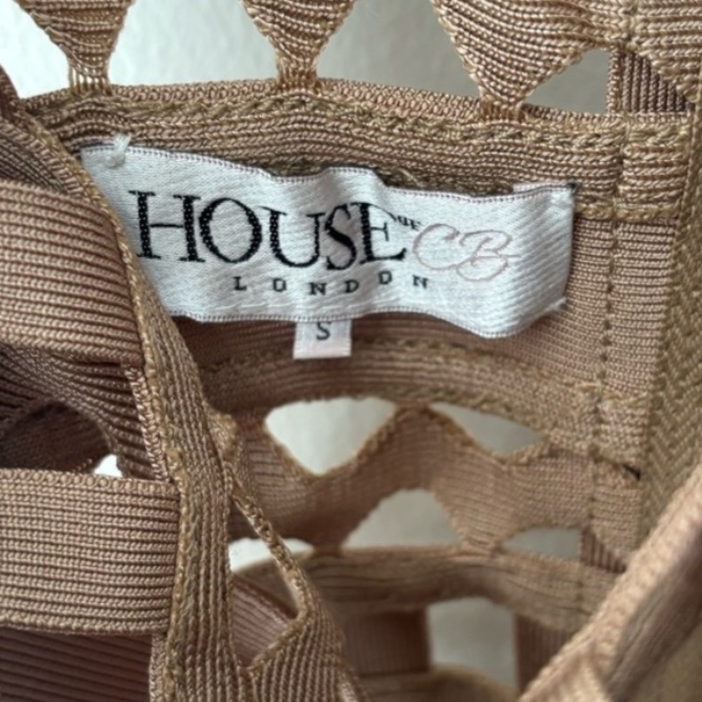 Gorgeous House Of CB Strapless Beige Crochet Midi Dress - Picture 4 of 5